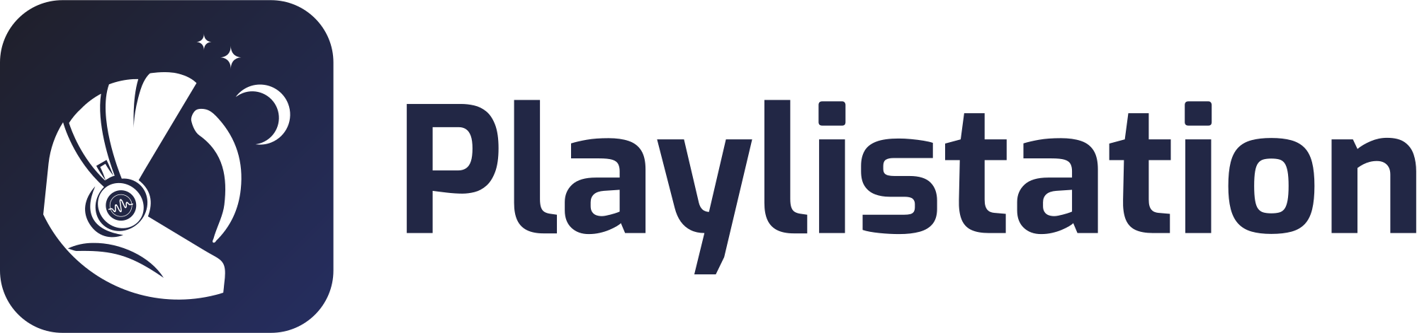Logo do Playlistation com o ícone azul-marinho, para fundos claros