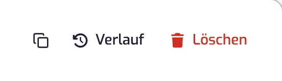 Die Symbole Spotify-Link kopieren, Verlauf und Löschen am Ende der Aktionszeile einer Playlist-Seite