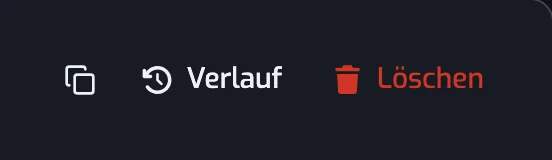 Die Symbole Spotify-Link kopieren, Verlauf und Löschen am Ende der Aktionszeile einer Playlist-Seite